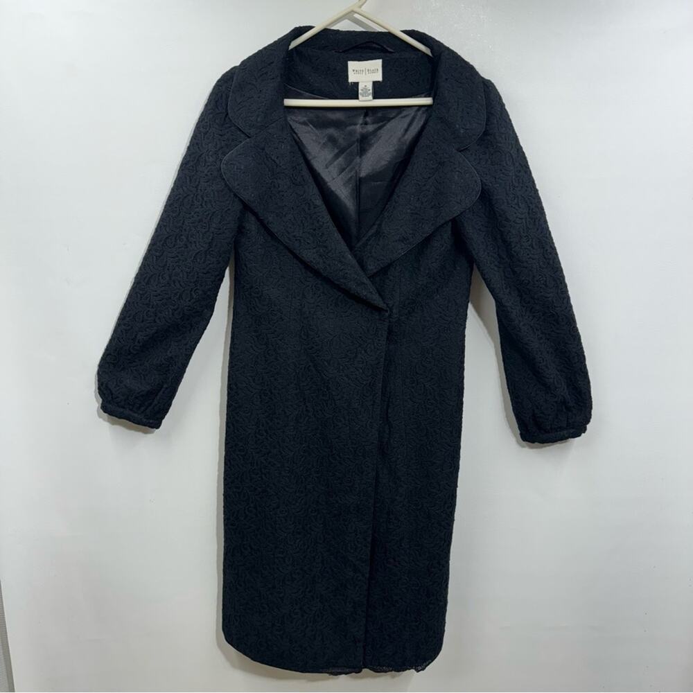White House Black Market Lace Overlay Black Jacket Coat Long Dressy‎  Size M